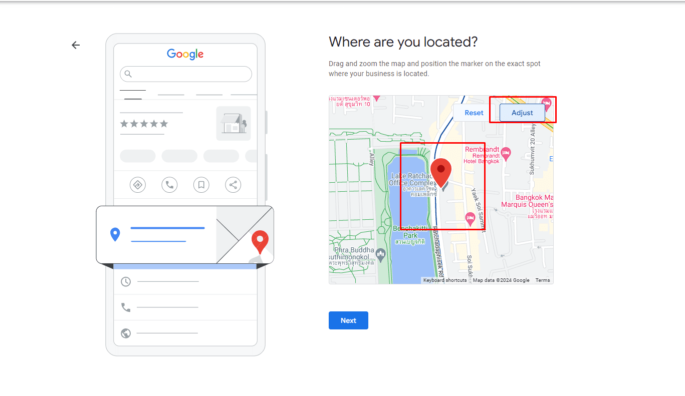 GMB business listing location