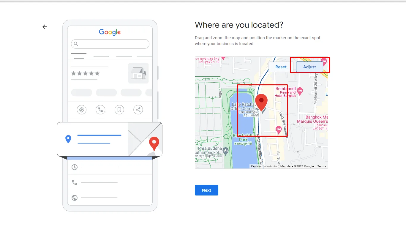 GMB business listing location